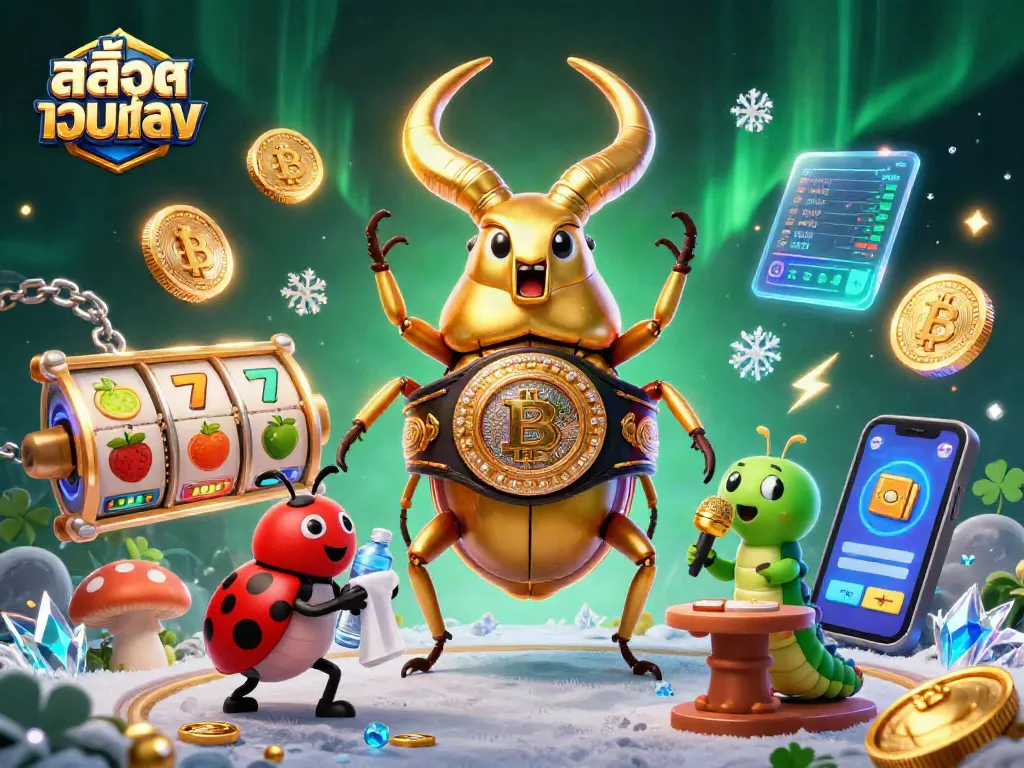 Engage with สล็อตเว็บตรง casino games featuring colorful slot reels and 3D characters in a vibrant scene.