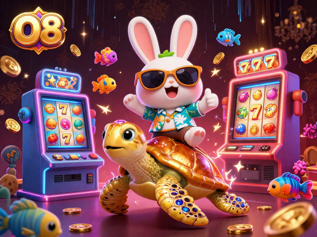 Engage in lively gameplay with O8-inspired slots, featuring a lucky rabbit and a golden sea turtle.