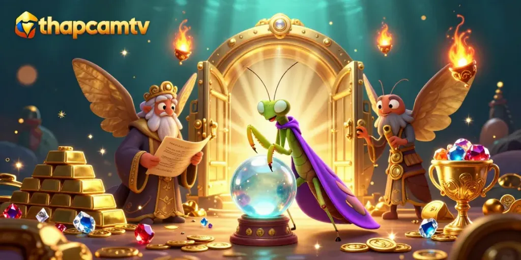 Engage in the thrilling world of thapcamtv with vibrant casino elements and mystical characters.
