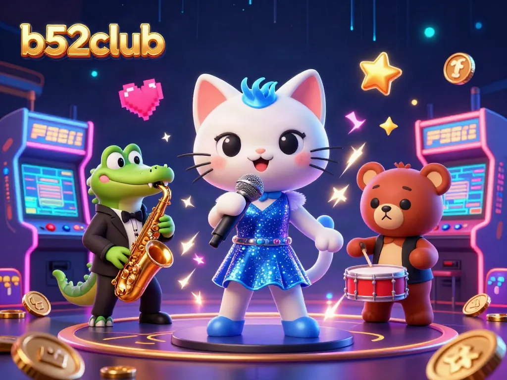 Experience the vibrant spirit of b52club with a lively casino scene filled with characters and gaming action.