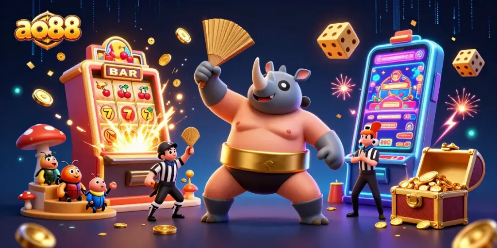 Experience the excitement of AO88 as the sumo champion beetle dominates the casino scene with a jackpot boom.