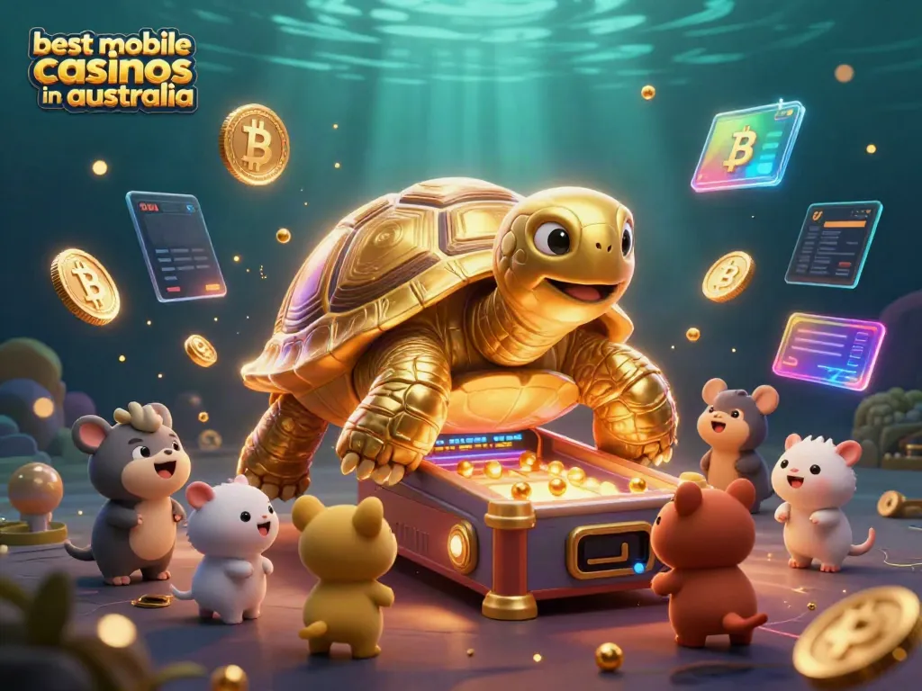 Experience the excitement at the best mobile casinos in Australia with a fantastical 3D scene of playful creatures.