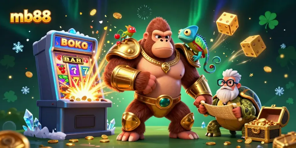 Experience thrilling gaming with mb88, featuring vibrant characters and a dynamic casino scene.