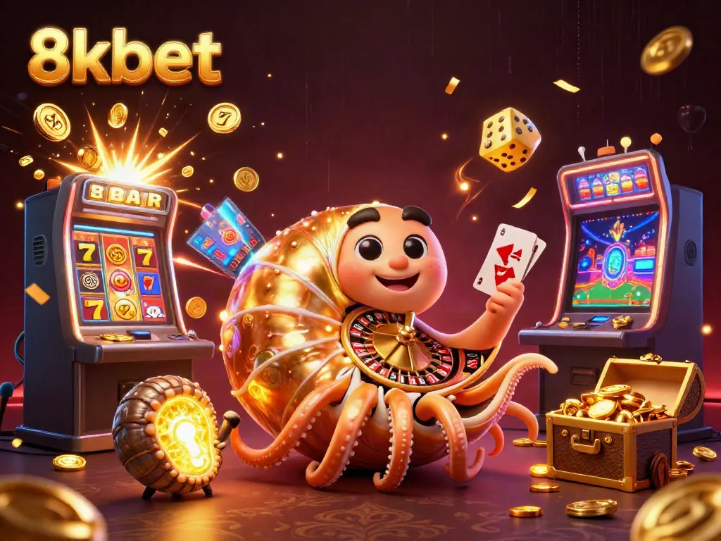 Experience the thrill of 8kbet with amazing jackpots exploding from slot machines and vibrant casino elements.