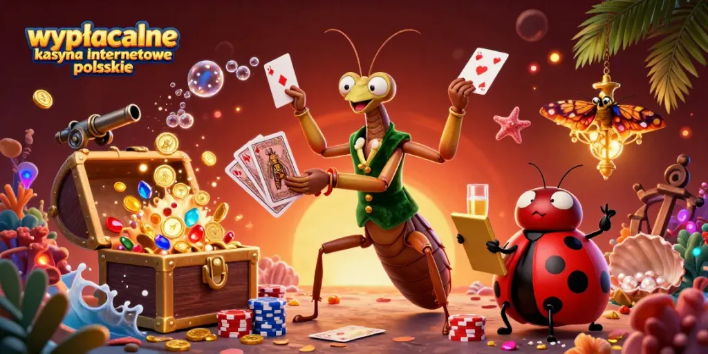 Engage with wypłacalne kasyna internetowe polskie in a vibrant cartoon casino setting showcasing lively characters and dynamic game elements.