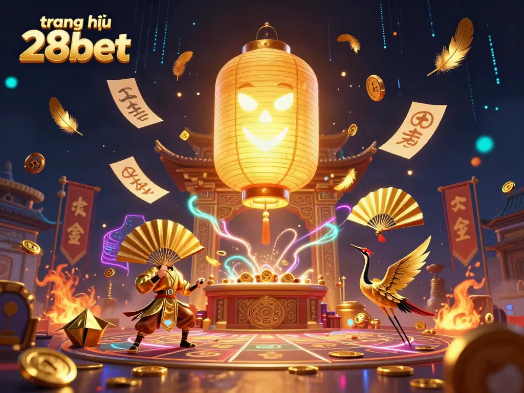 Experience vibrant gameplay at trang chủ 28bet with a glowing golden lantern and dynamic casino elements.