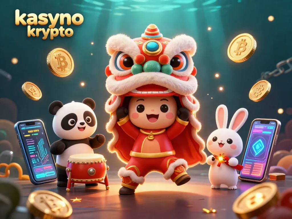 Engage in the vibrant world of kasyno krypto with a lively illustration featuring Bitcoin and Ethereum elements.