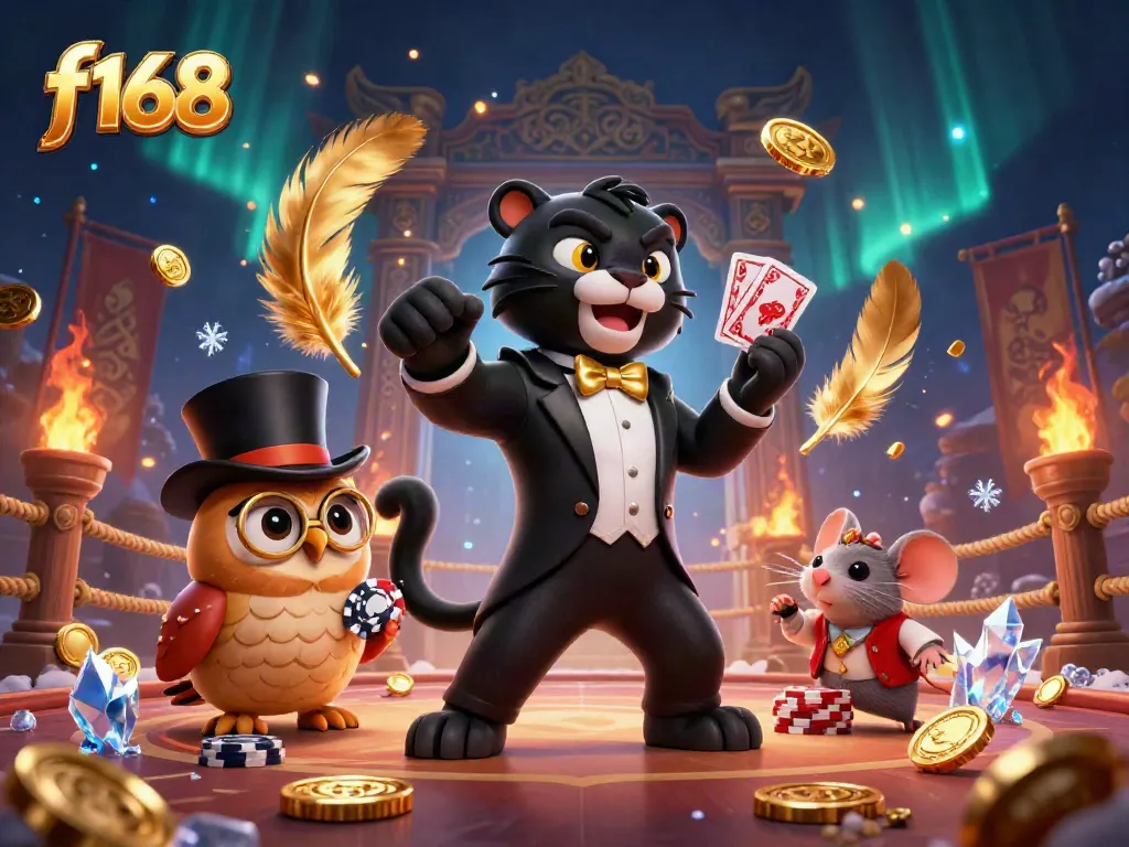 Experience thrilling gameplay at f168 with stylish characters engaging in a vibrant casino scene.