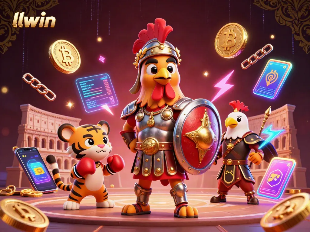 Engage with llwin in a dynamic 3D casino scene featuring exciting game elements and vibrant characters.