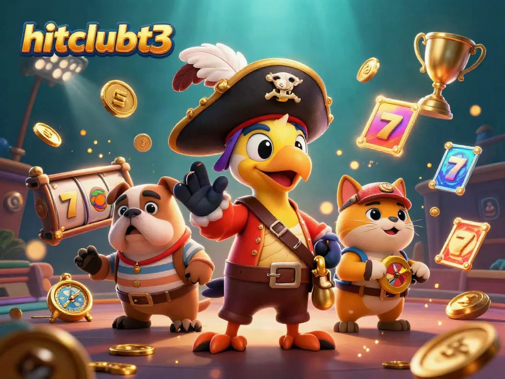 Experience thrilling gameplay at hitclubt3 with a vibrant casino scene filled with dynamic game elements and lively characters.