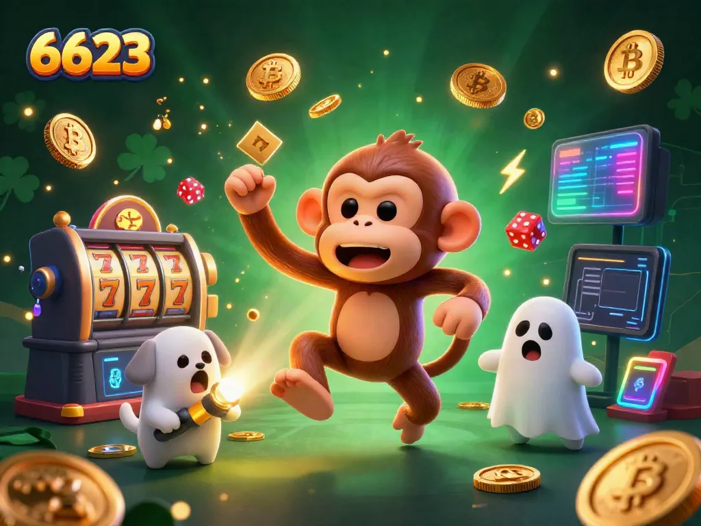Interact with 6623's thrilling casino experience featuring a mischievous monkey and a ghost-hunter puppy.