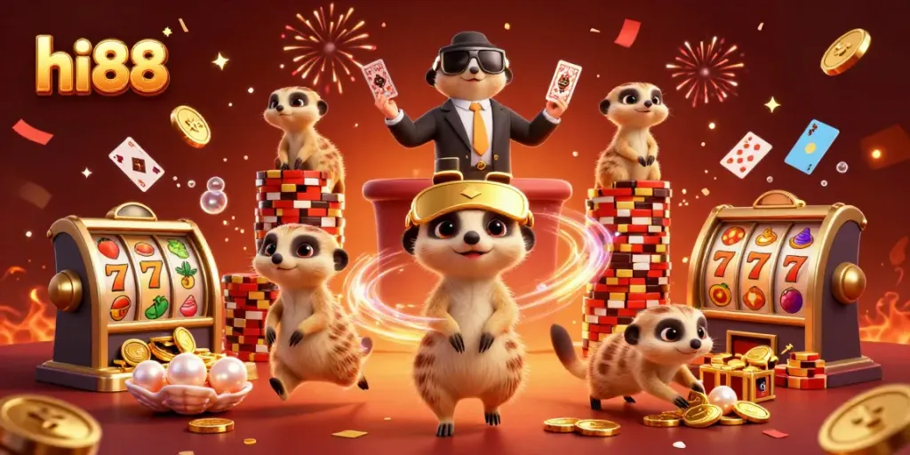 Enjoy thrilling gameplay at hi 88 with a vibrant meerkat casino scene featuring action-packed slots.