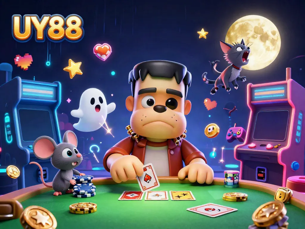 Play along with UY88's lively characters at an exciting casino table.