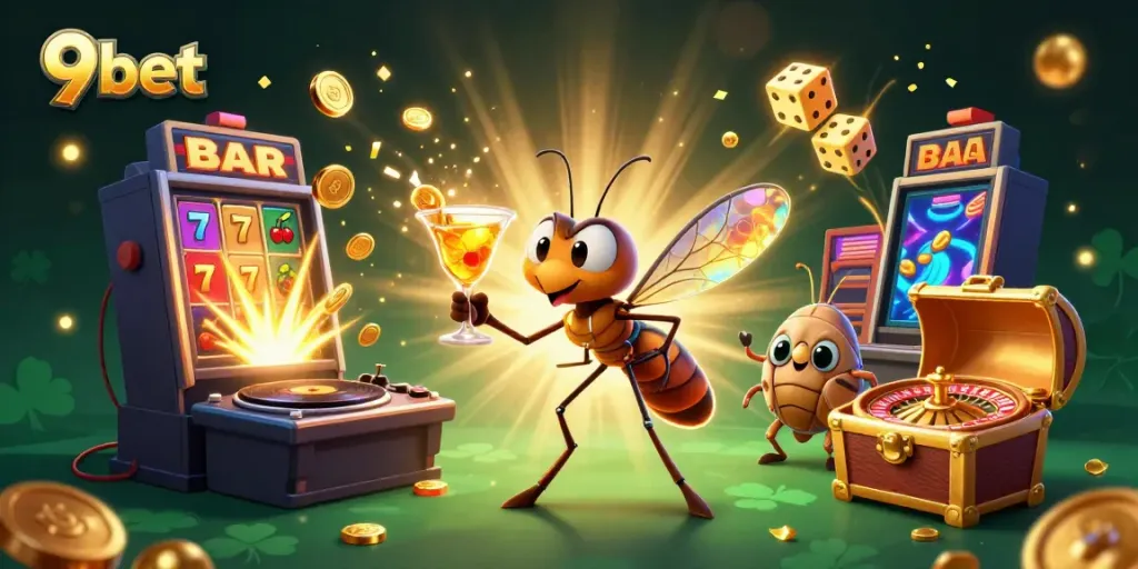 Experience the thrill of 9bet’s live casino with a vibrant 3D illustration showcasing an animated scene.