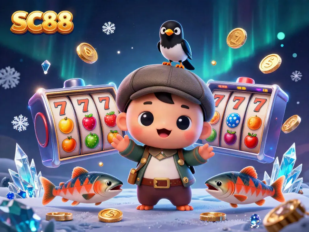 Engage in thrilling gaming at SC88 featuring a playful Nessie with casino elements.