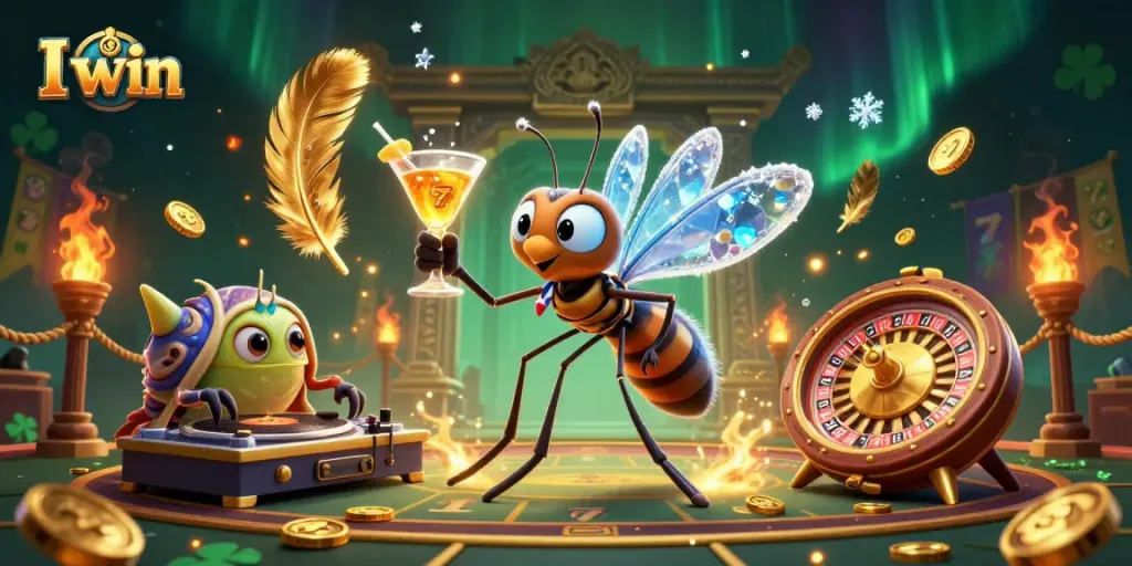 I win by winning big at a casino with a lively scene of characters, vibrant visuals, and engaging gaming elements.
