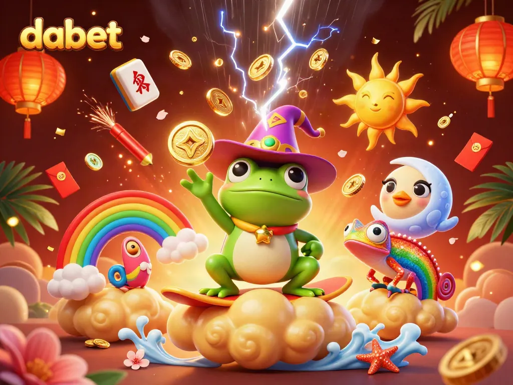 Experience winning with dabet's vibrant casino illustration, showcasing magical elements and dynamic gaming features.