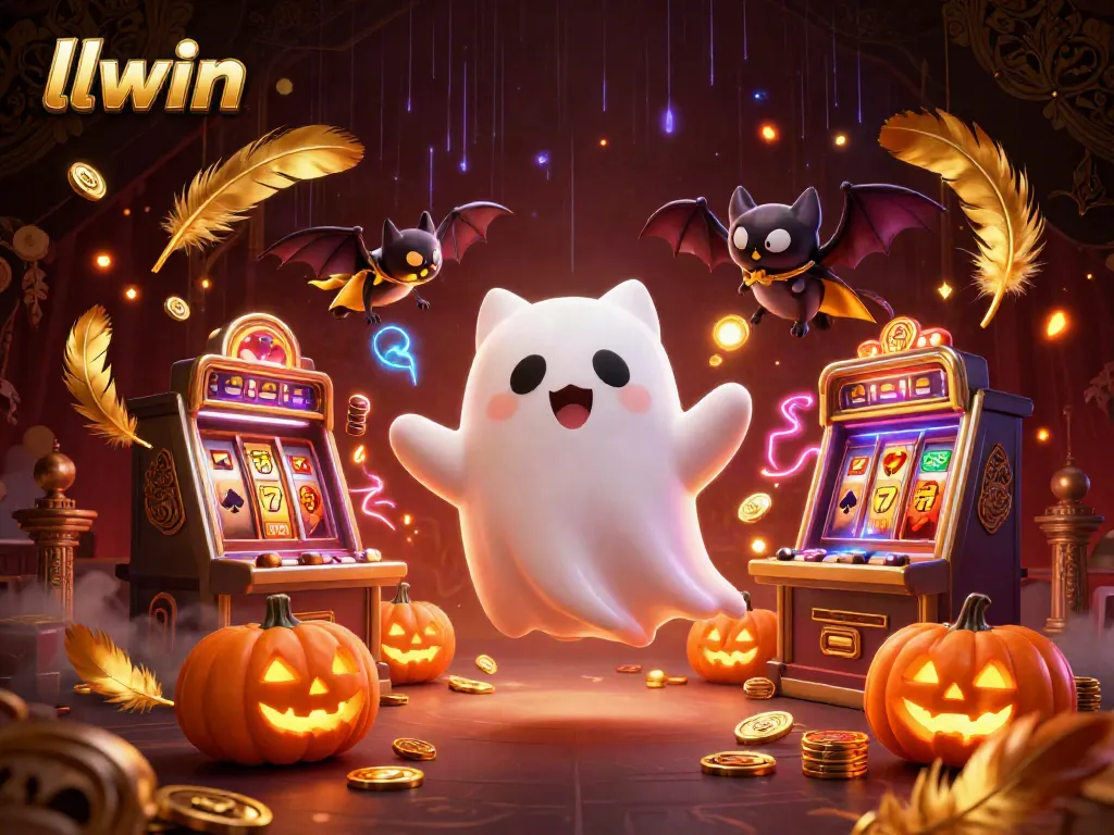 Experience thrilling gaming moments with llwin in a vibrant haunted casino scene.