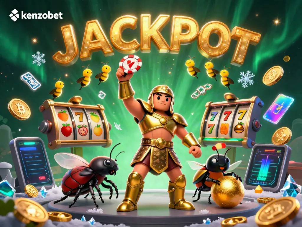 Experience the excitement of kenzobet with 3D illustrations of winning moments and vibrant game elements.