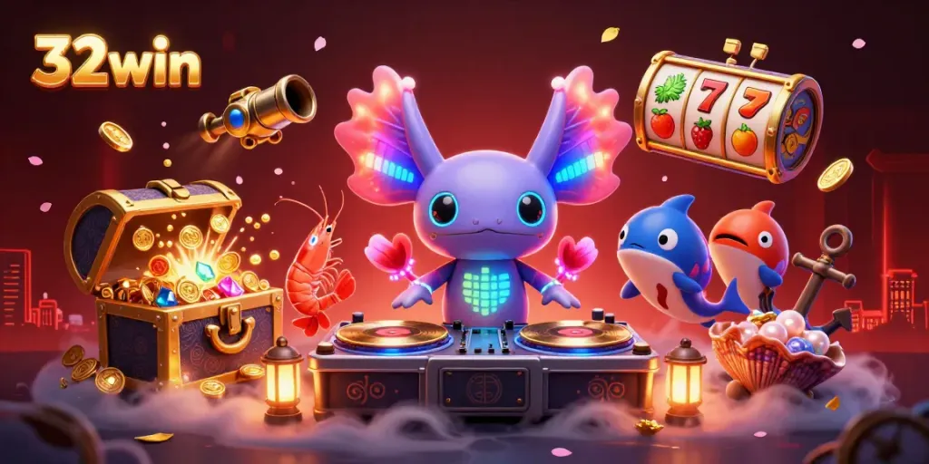 Engage in thrilling action at 32win with vibrant gaming scenes and colorful elements