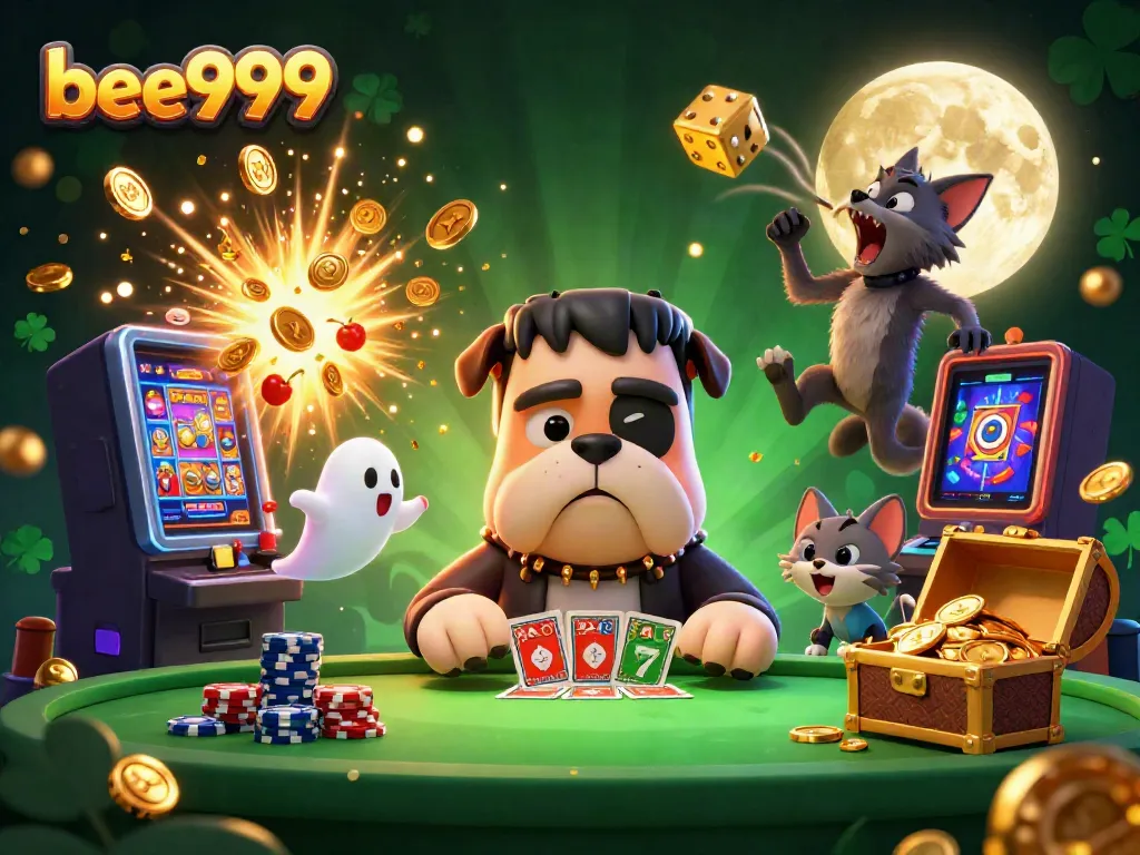 Experience the thrill of bee999 with thrilling casino action featuring a spooky card game scene.