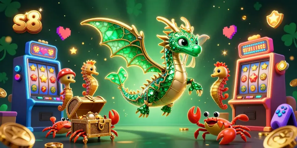 Engage with s8's vibrant online slot games, featuring glittering sea-themed characters and dynamic visual elements.