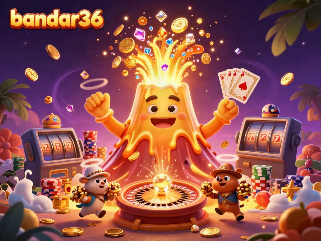 Slot online bandar36 yang gacor dengan lava emas, remaja penjelajah, dan banyak harta karun.