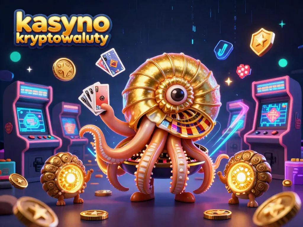 Engage in kasyno kryptowaluty with a vibrant 3D casino illustration featuring a giant nautilus and glowing games.