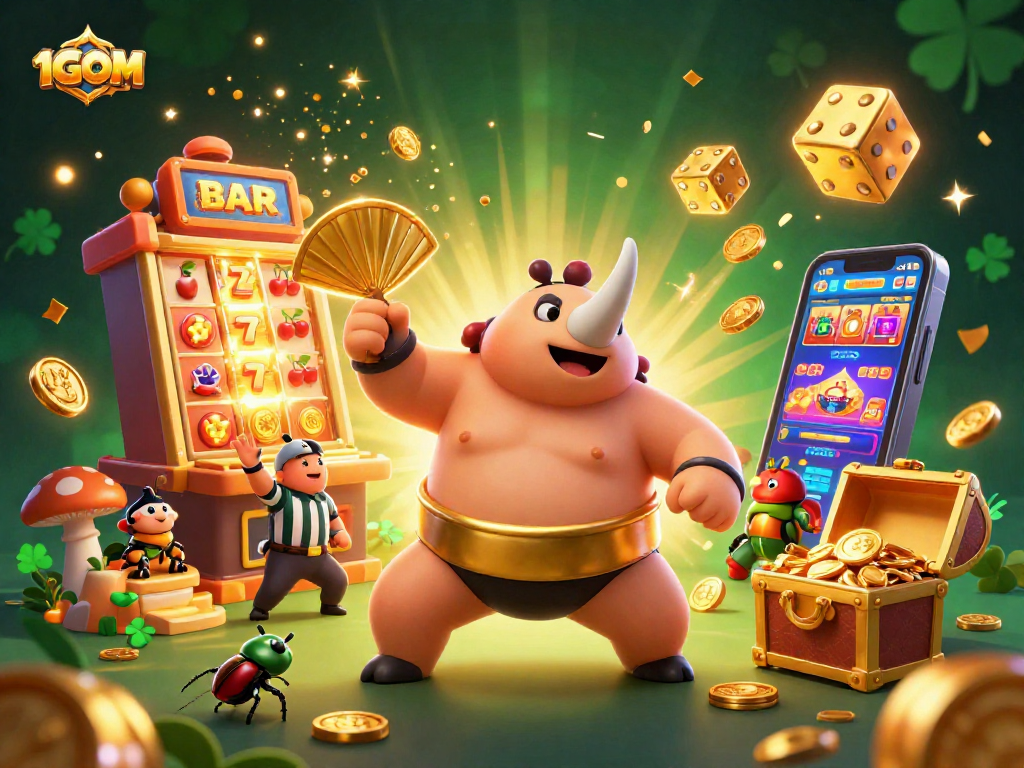 Experience the thrilling world of gambling with 1GOM featuring dynamic scenes of betting and excitement.