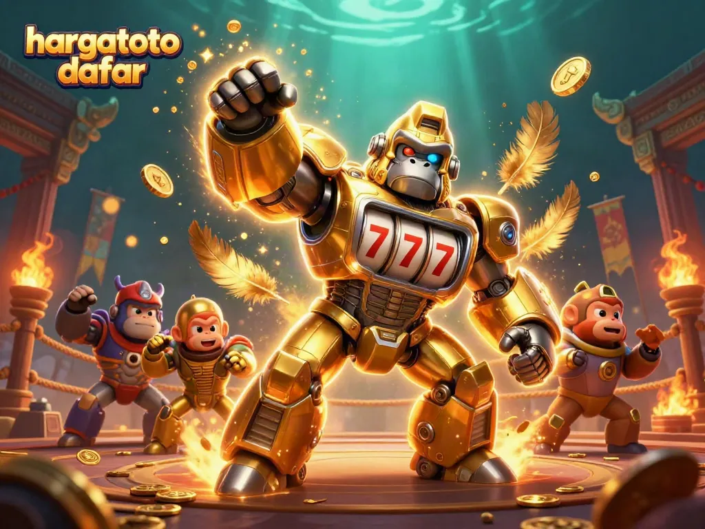 Experience hargatoto daftar with a vibrant casino-themed 3D illustration featuring dynamic characters and elements.