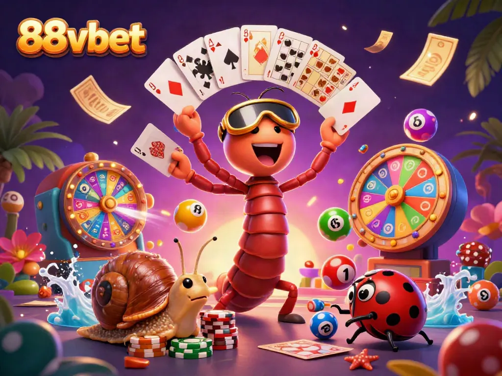 Join the excitement at 88vbet with a vibrant 3D casino illustration showcasing dealer activities.