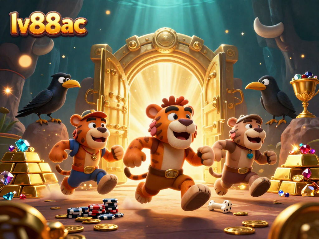 Engage with lv88ac's exciting slot experience featuring cartoon cavemen and treasures.