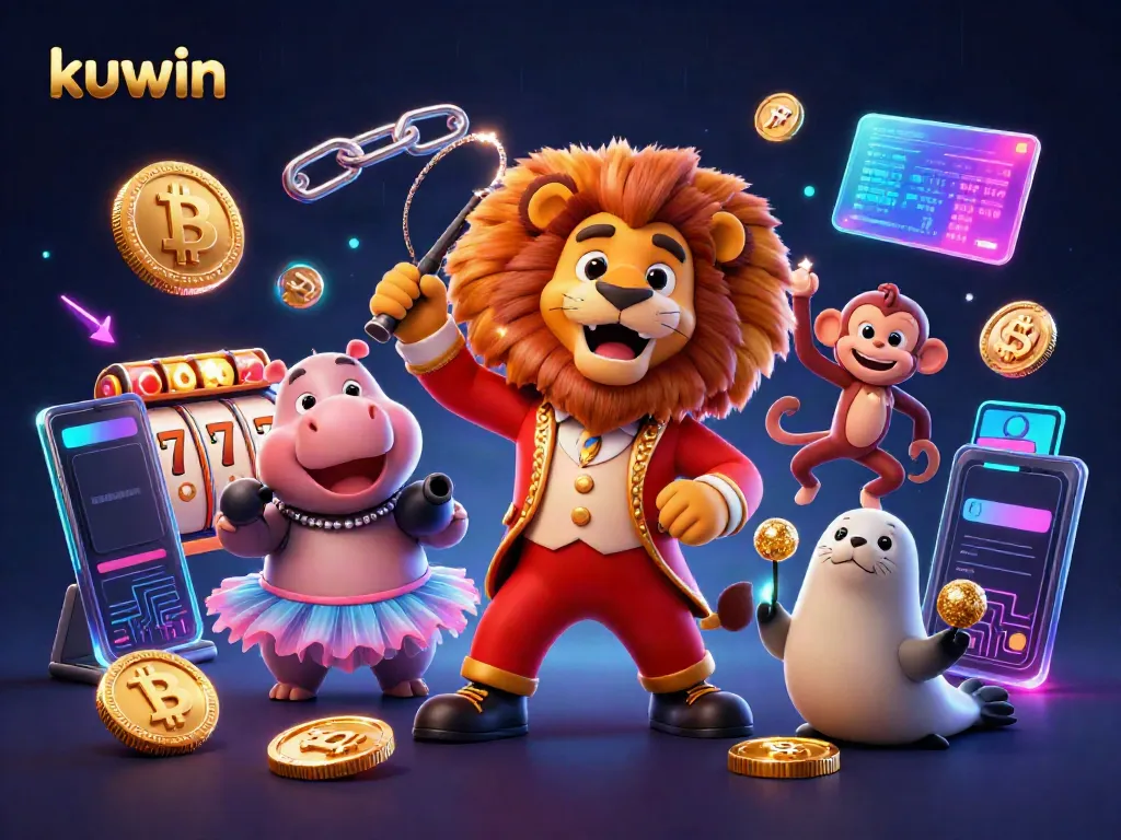 Kuwin brings excitement with vibrant 3D characters and dynamic gambling elements, showcasing a lively casino atmosphere.