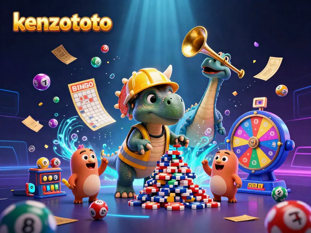 Experience the excitement of kenzototo with a vibrant 3D illustration of cartoon characters celebrating their casino wins.