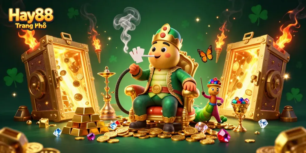 Experience vibrant action in Hay88 Trang Chủ with a captivating poker-themed illustration full of adventure.