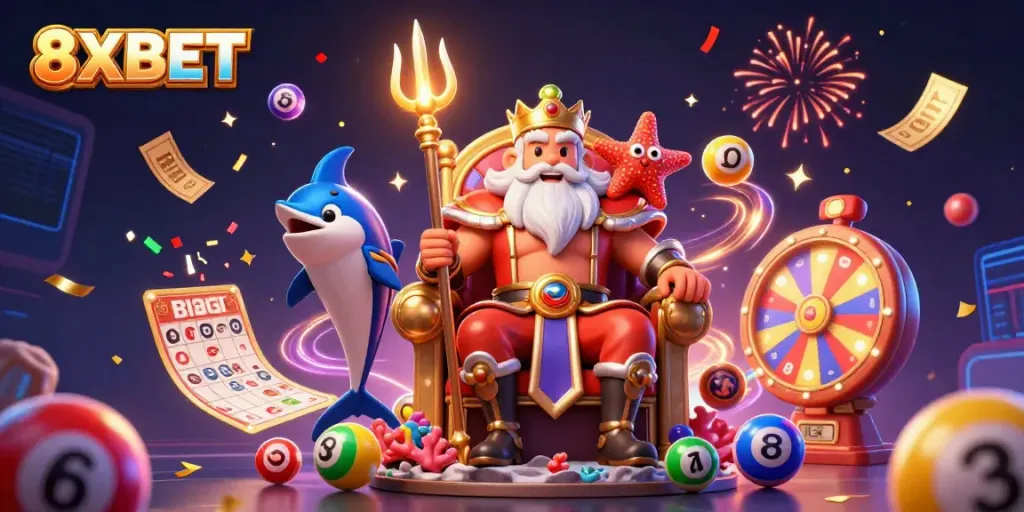 Experience excitement at 8XBET with Neptune surrounded by lottery fun!