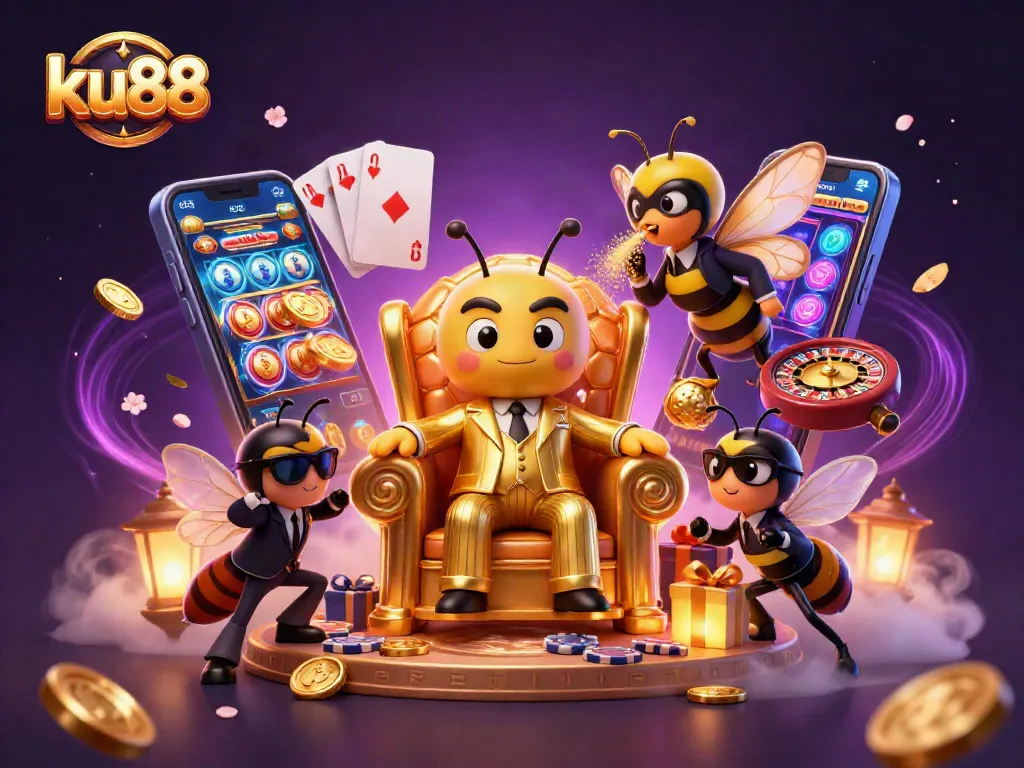 Engage with ku88's vibrant casino world featuring a mob boss and dynamic gaming elements.