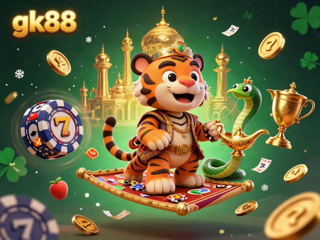 Engage in thrilling gameplay with gk88, featuring a tiger sultan and dynamic casino elements.
