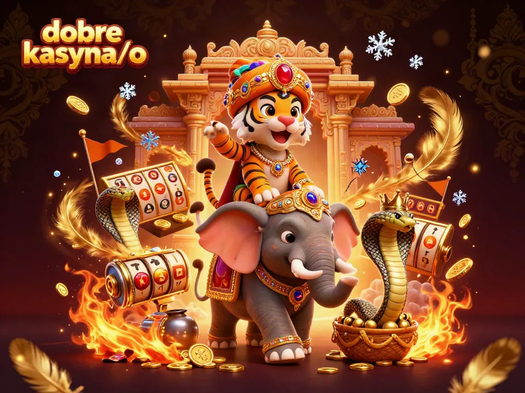 Experience the thrill of dobre kasyna/o with an energetic scene featuring a majestic maharaja tiger and its jeweled companions.