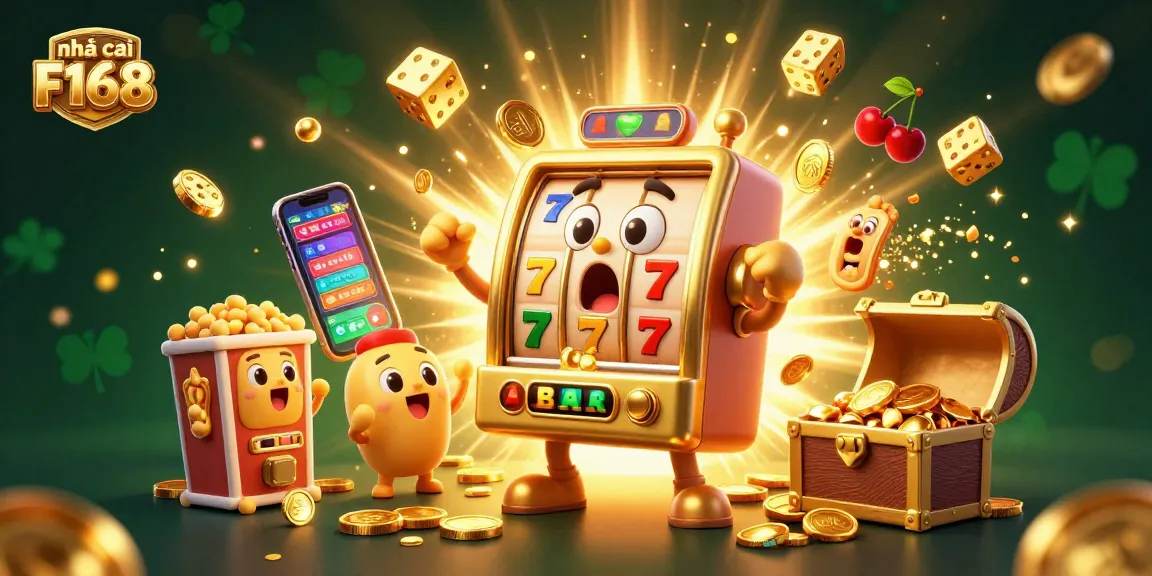 Celebrate wins at nhà cái F168 with engaging slot machines and casino excitement in a vibrant scene.