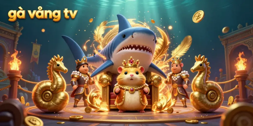 Experience the excitement of gà vàng tv with a cartoon hamster king in a captivating underwater casino-themed world.