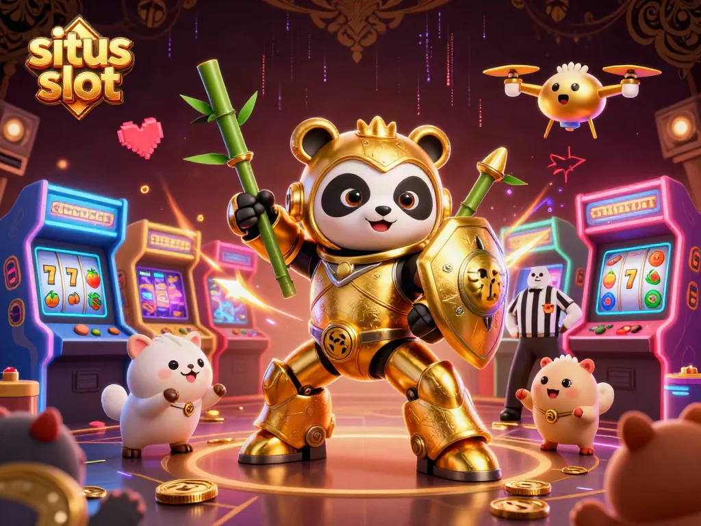 Engage with the thrilling world of situs slot in a vibrant casino scene packed with colorful gaming elements.