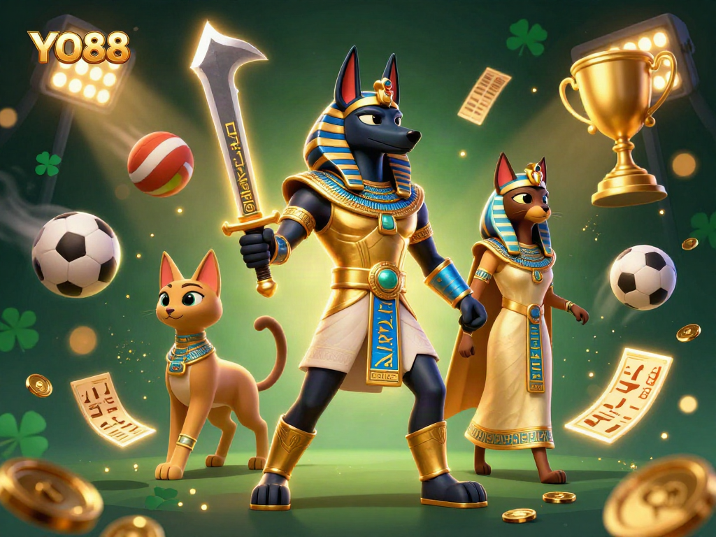 Experience thrilling gameplay at YO88 with dynamic sports betting action and delightful Egyptian-themed elements.