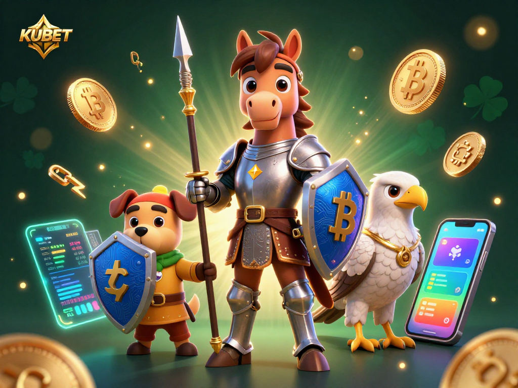 Engage with KUBET's thrilling gaming experience surrounded by dazzling crypto elements.