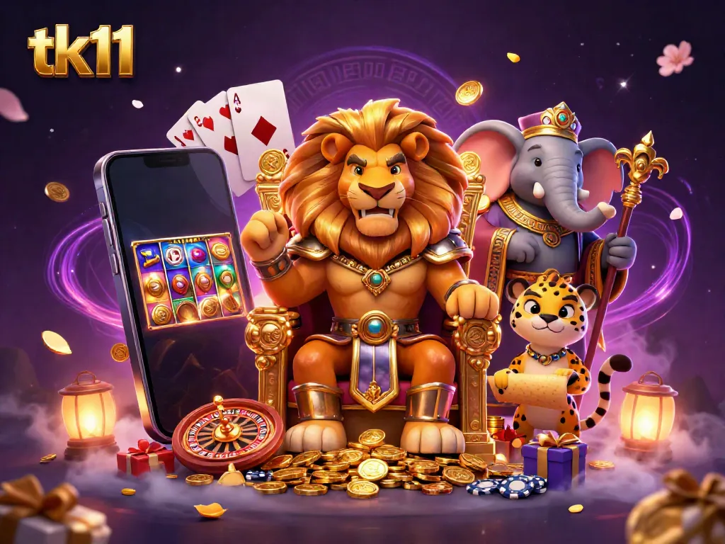 Engage in immersive slot experiences with tk11 showcasing vibrant action and characters in fantastic casino scenes.