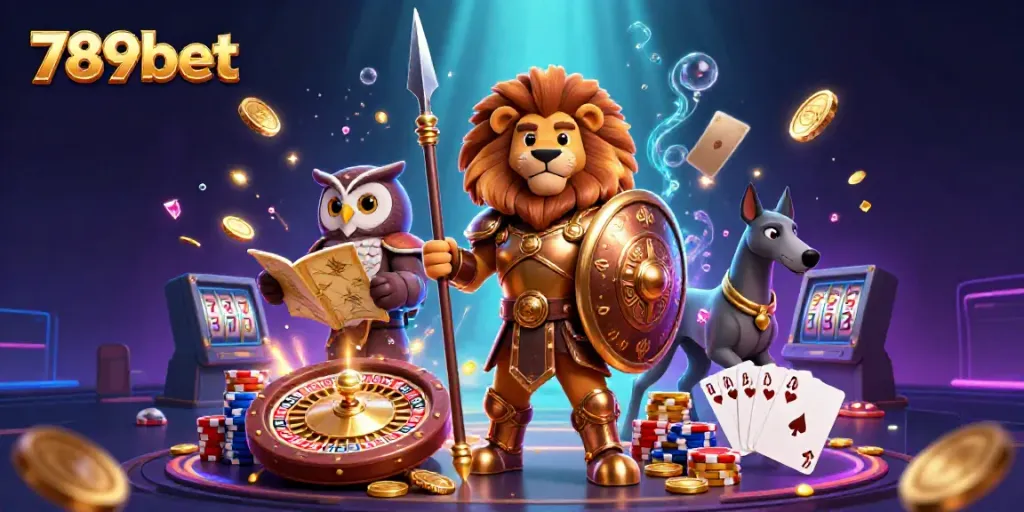 Experience the excitement of 789bet with a vibrant 3D casino scene showcasing dynamic gaming elements.