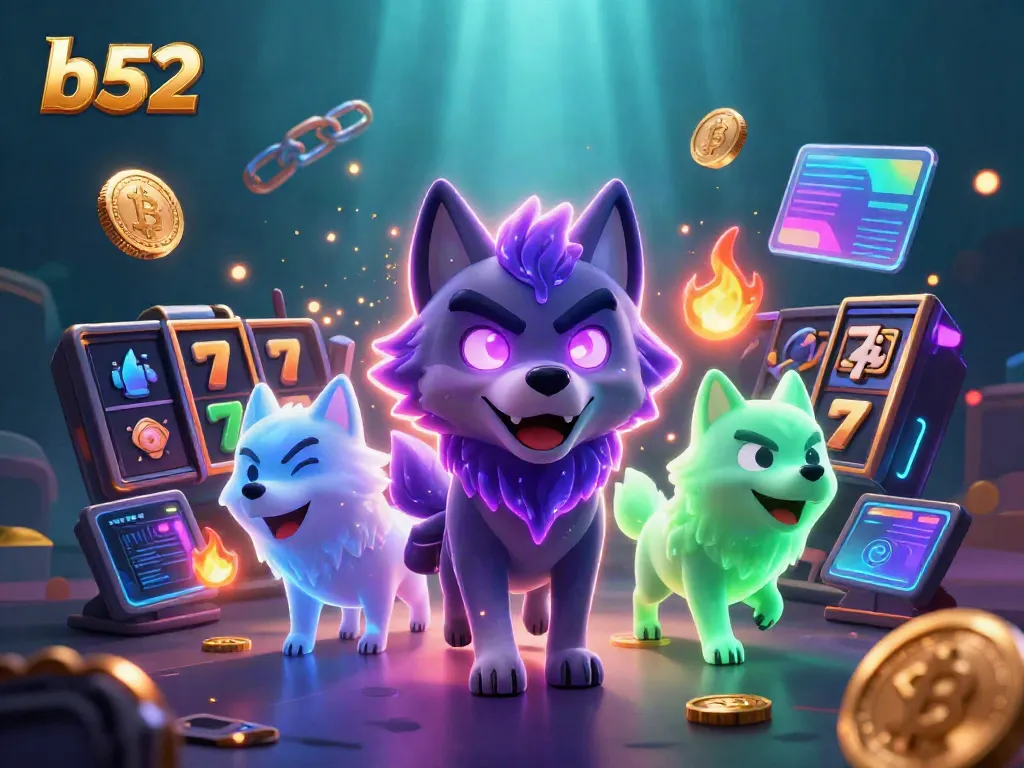 Experience thrilling wins with b52 in a dynamic 3D casino scene featuring ghostly wolves and joyful gaming elements.